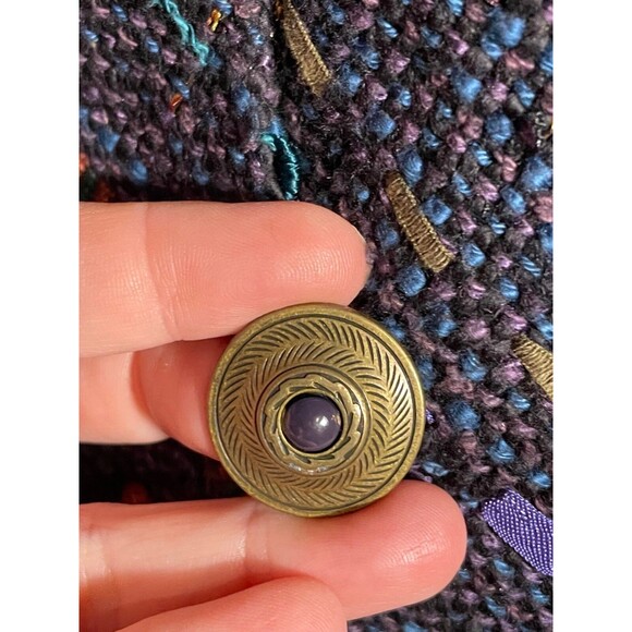 B. Jane Doub Handwoven Jacket Large Multicolor Art to Wear Fiber Knit Button - Picture 5 of 15